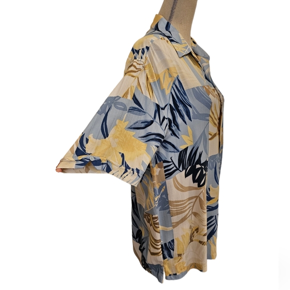 NWOT Cubavera Men's Palm Print Short Sleeve Button Down Shirt - Picture 3 of 4